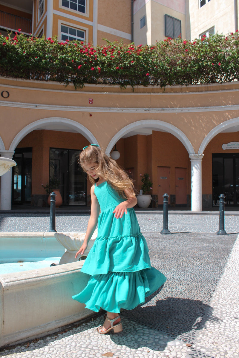 Sabrina Girls Green Christmas Maxi Dress