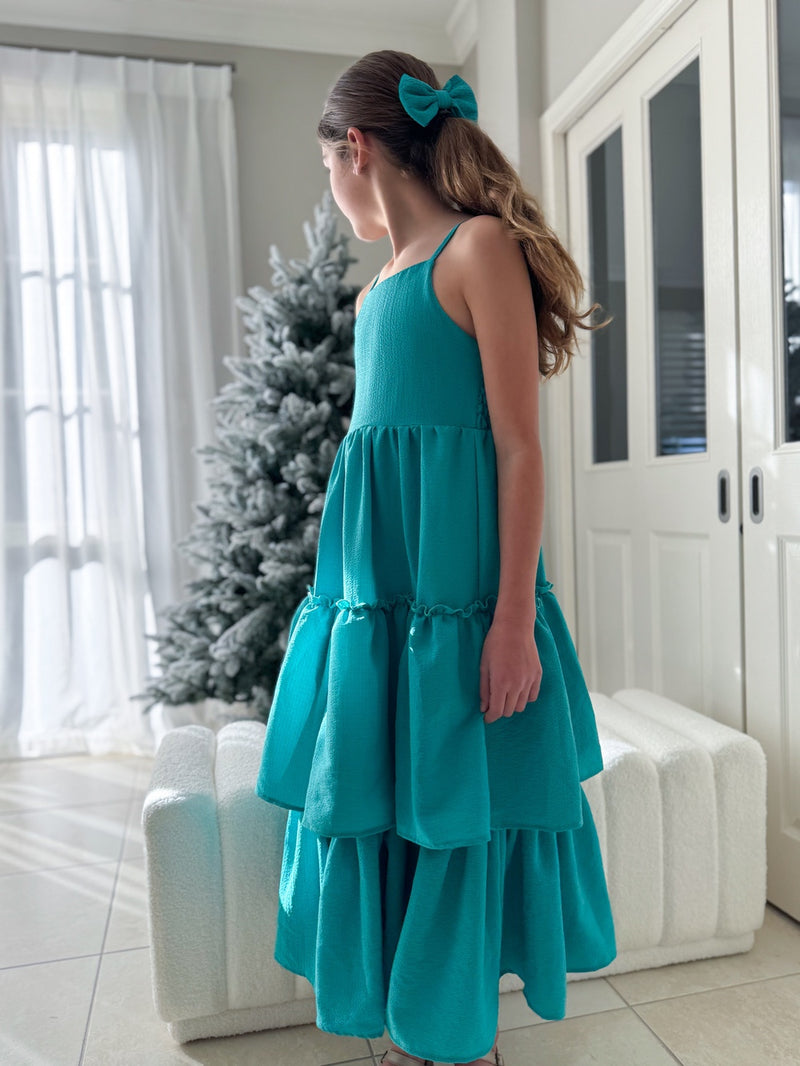 Sabrina Girls Green Christmas Maxi Dress