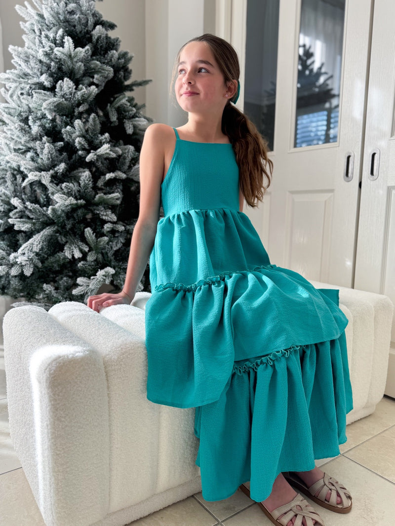 Sabrina Girls Green Christmas Maxi Dress - A Little Lacey