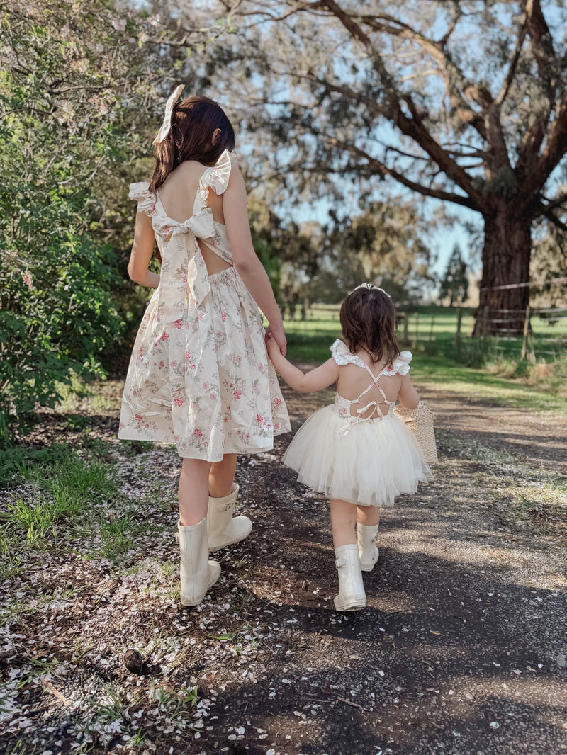 Sadie Girls Floral Tie-Back Dress - A Little Lacey