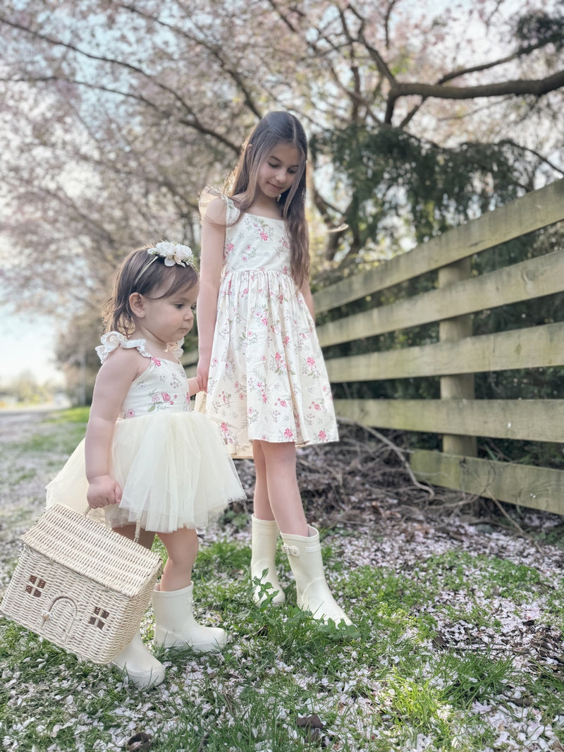 Sadie Girls Floral Tie-Back Dress - A Little Lacey