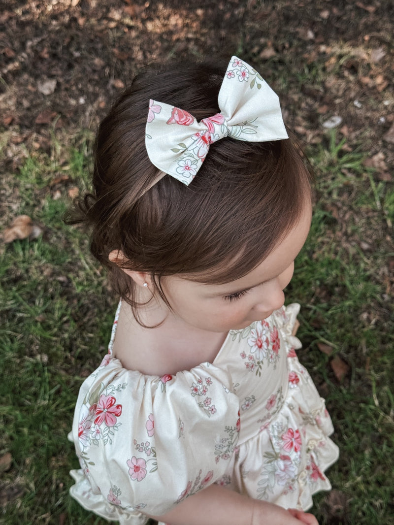 Sadie Floral Girls Bow - A Little Lacey