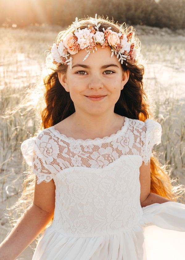 White Holy Communion Dress - Sasha - closeup