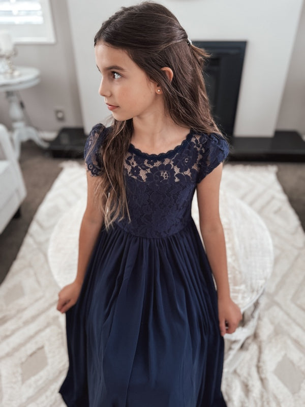 Sasha Girls Navy Blue Dress – A Little Lacey1