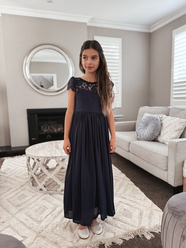 Sasha Girls Navy Blue Dress – A Little Lacey