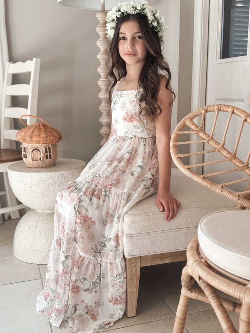 Savannah Girls Light Floral Maxi Dress - A Little Lacey