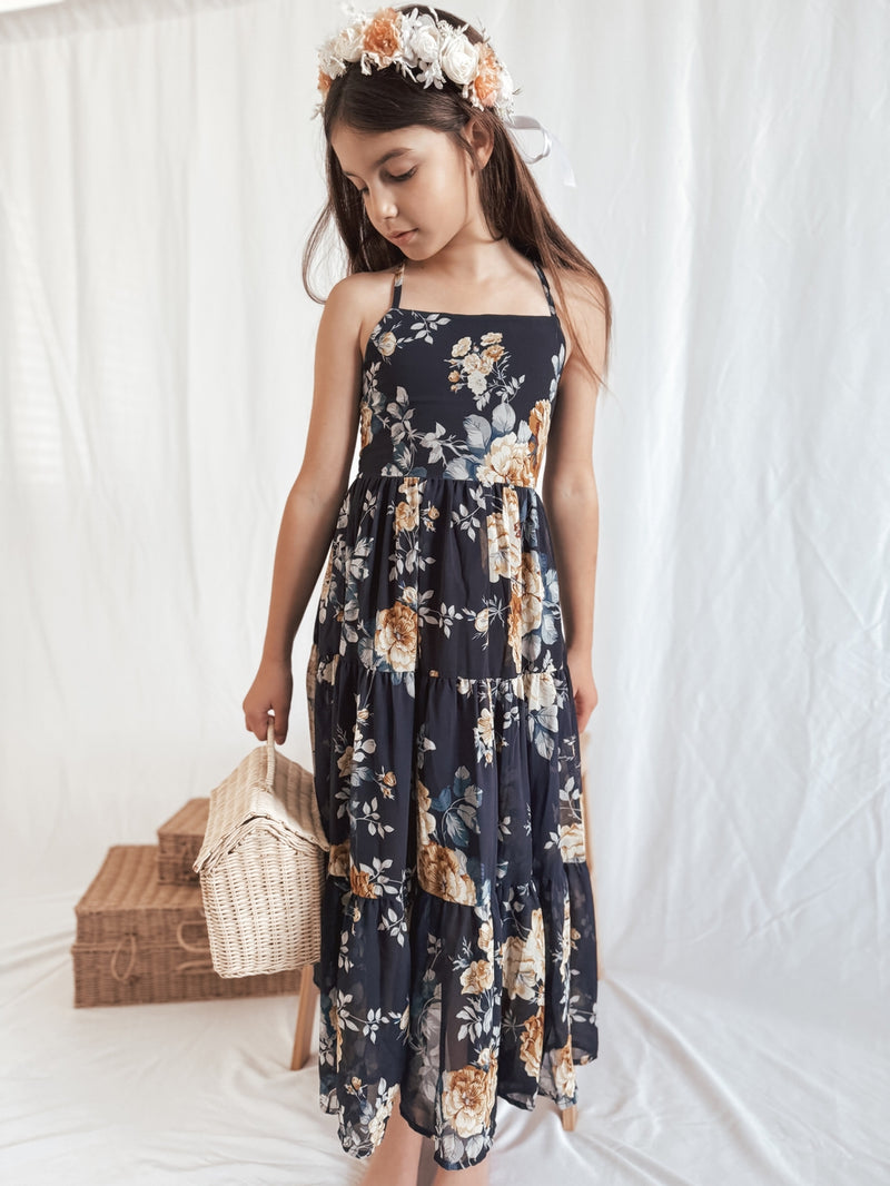 Savannah Girls Navy Maxi Dress - A Little Lacey