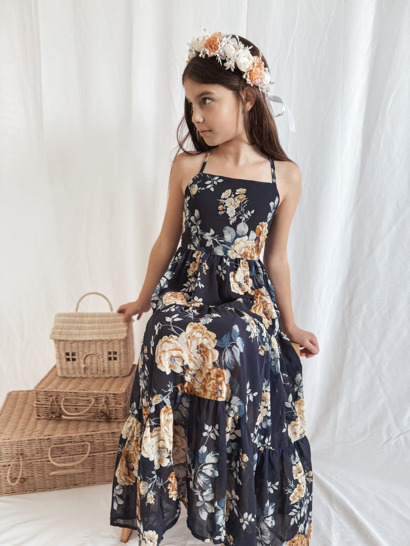 Savannah Girls Navy Maxi Dress - A Little Lacey