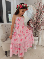 Savannah Girls Pink Rose Maxi Dress - A Little Lacey