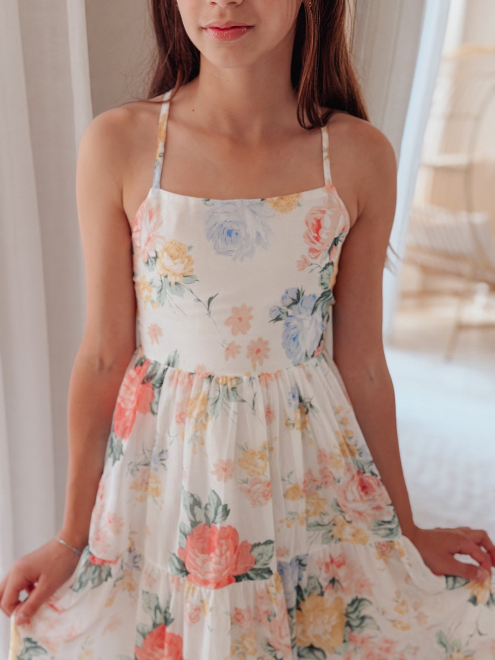 Girls floral maxi dress for graduation