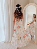 Bright floral maxi dress for older girls