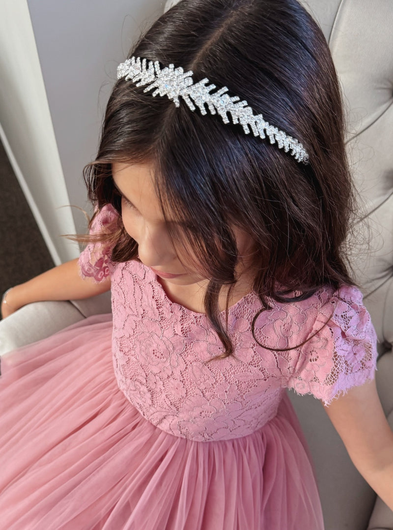 Serenade Girls Dusty Rose Lace Dress - A Little Lacey