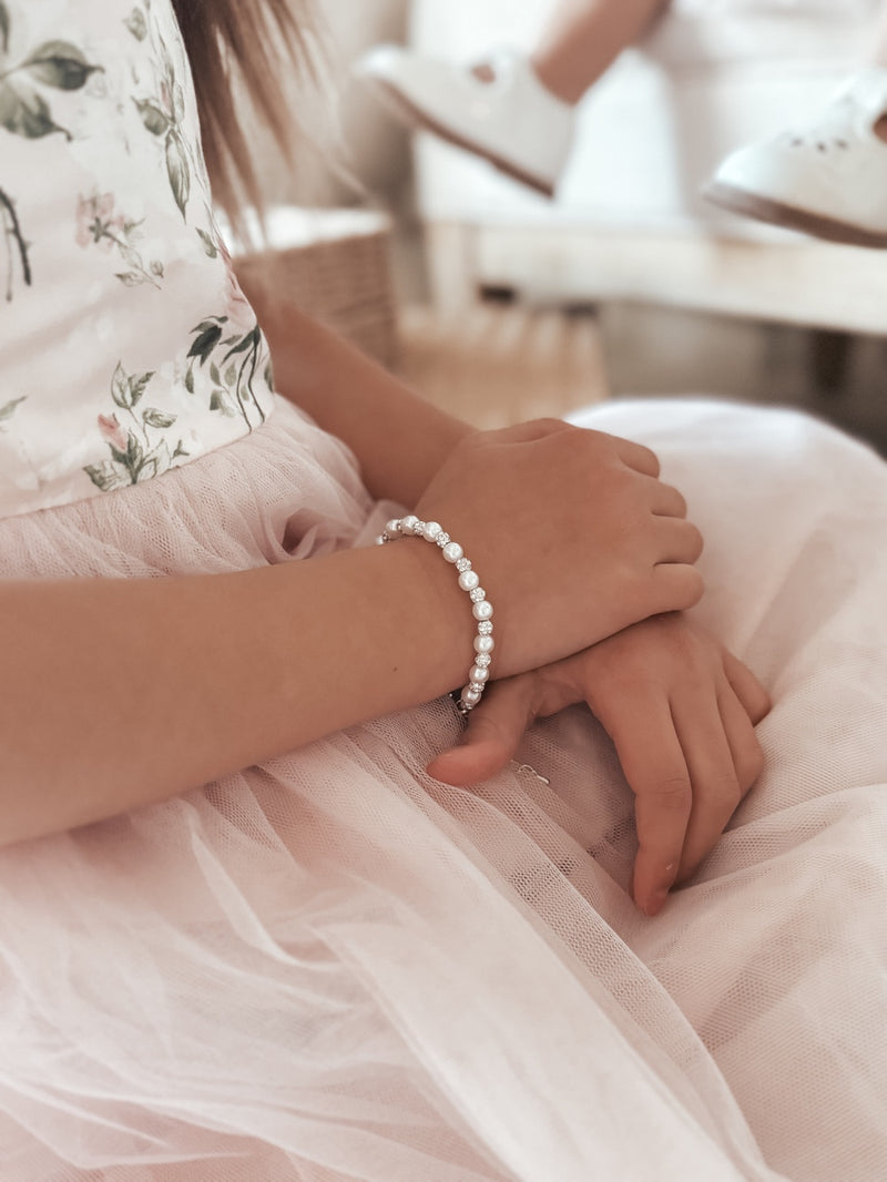 Silver Beaded Girls Bracelet - A Little Lacey