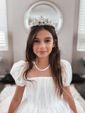 girls silver tiara - front