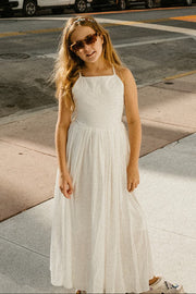 Sofia French Chiffon White Girls Dress - A Little Lacey