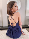 Sofia French Chiffon Navy Blue Girls Dress - A Little Lacey · Photo 10 of 17