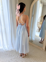 Sofia French Chiffon Light Blue Girls Dress - A Little Lacey