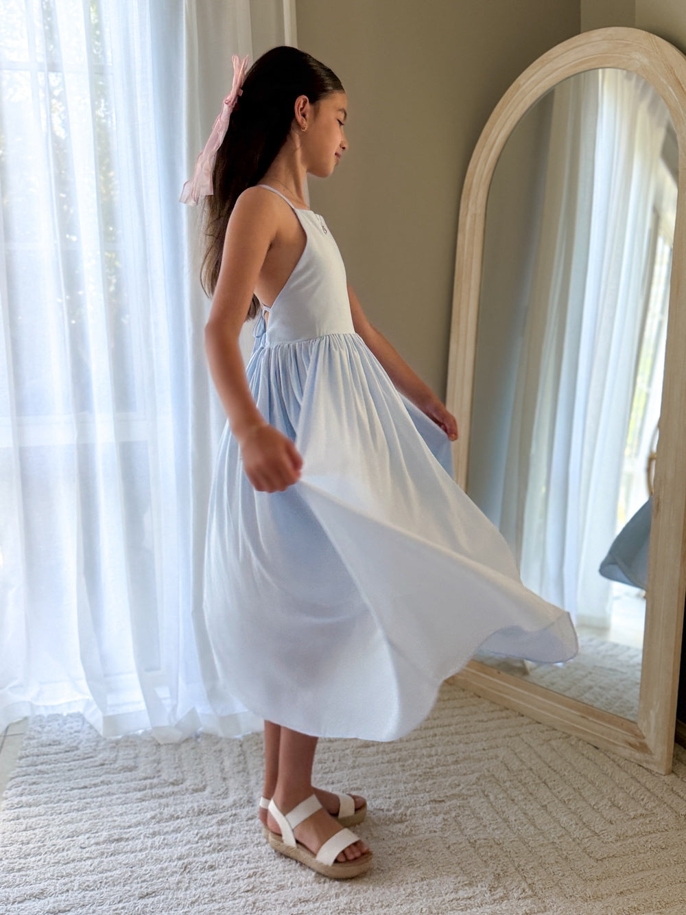 Sofia French Chiffon Light Blue Girls Dress