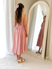 Sofia Dusty Pink French Chiffon Dress - A Little Lacey