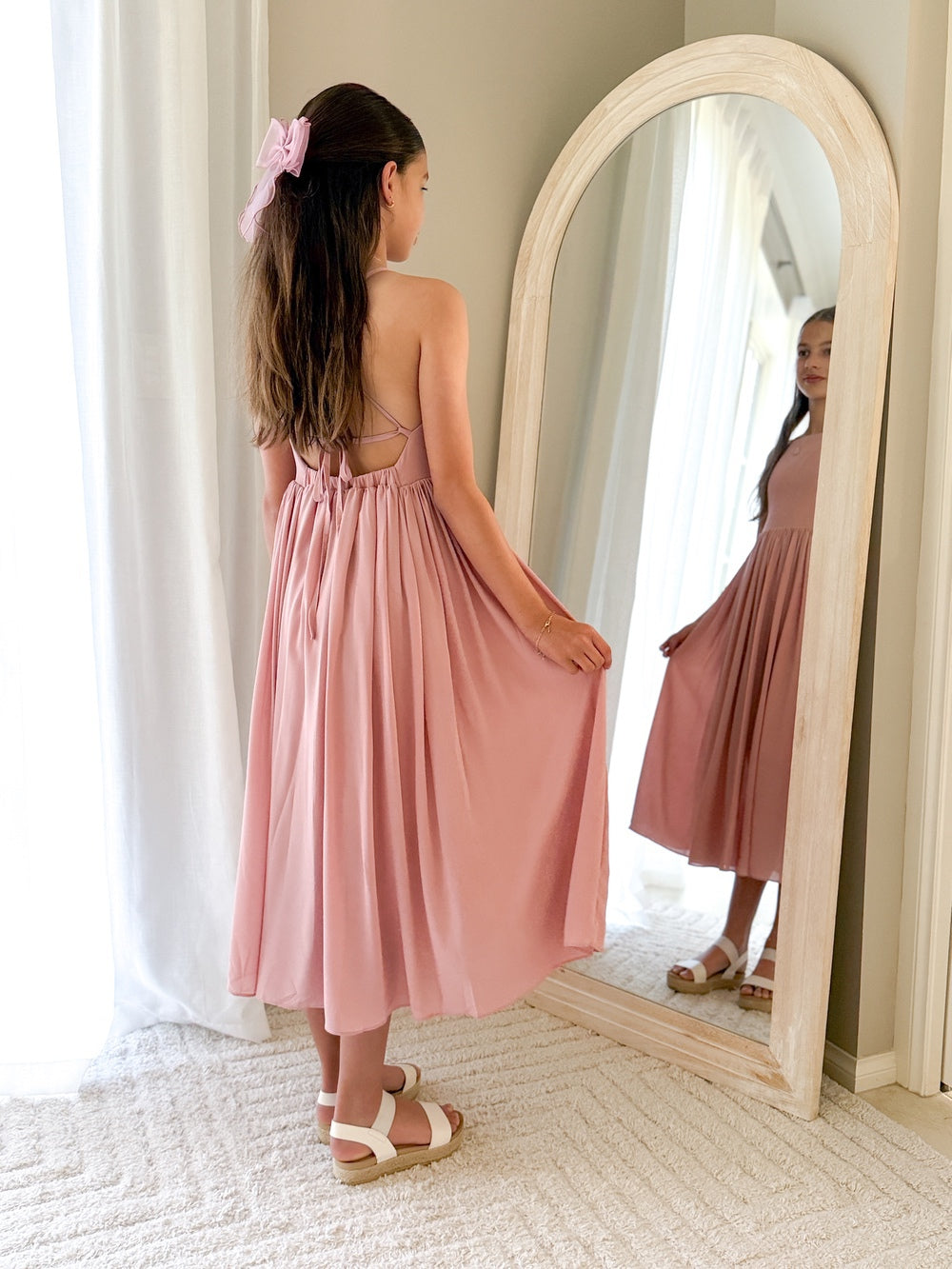 Sofia Dusty Pink French Chiffon Dress - Tween Girls Dresses