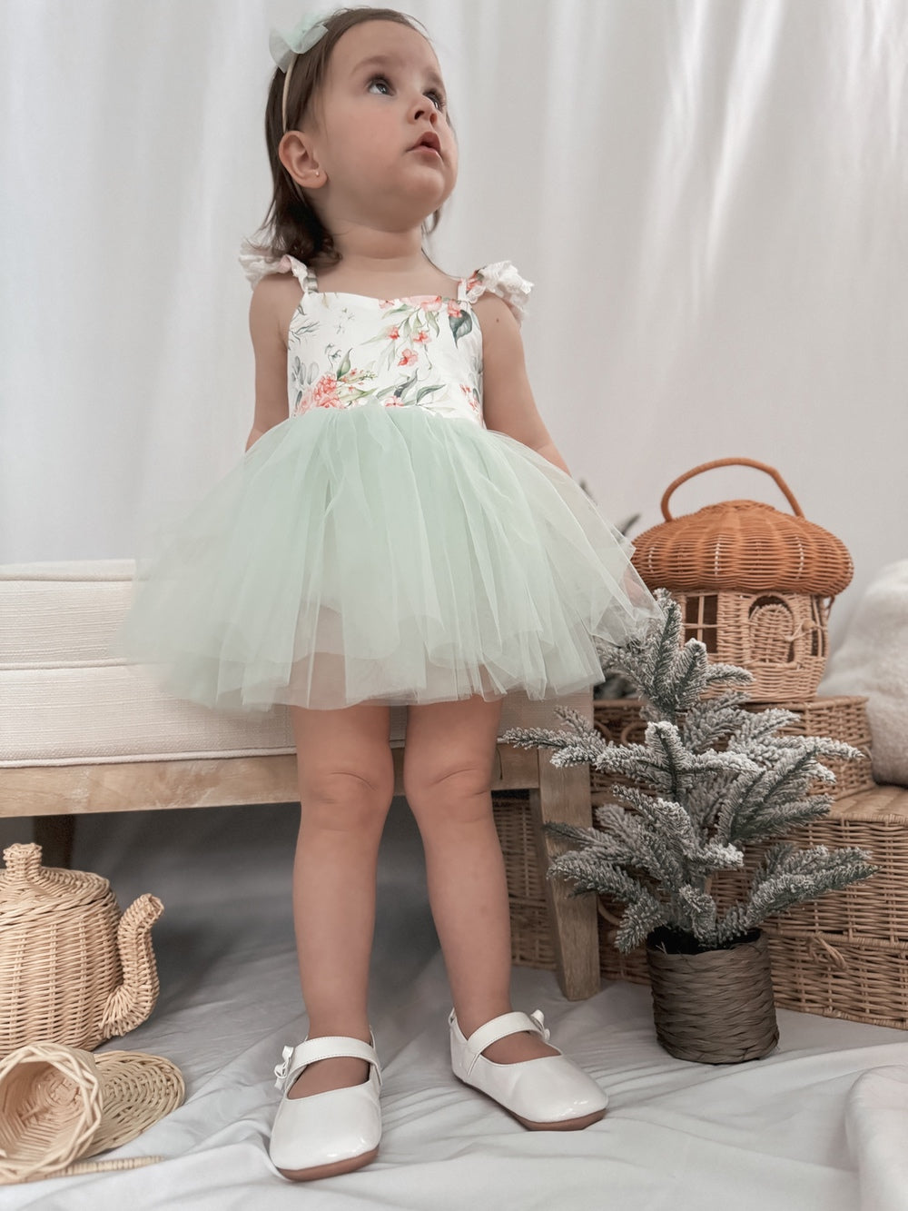 Stella Rose Baby Romper Green – A Little Lacey - Main Image