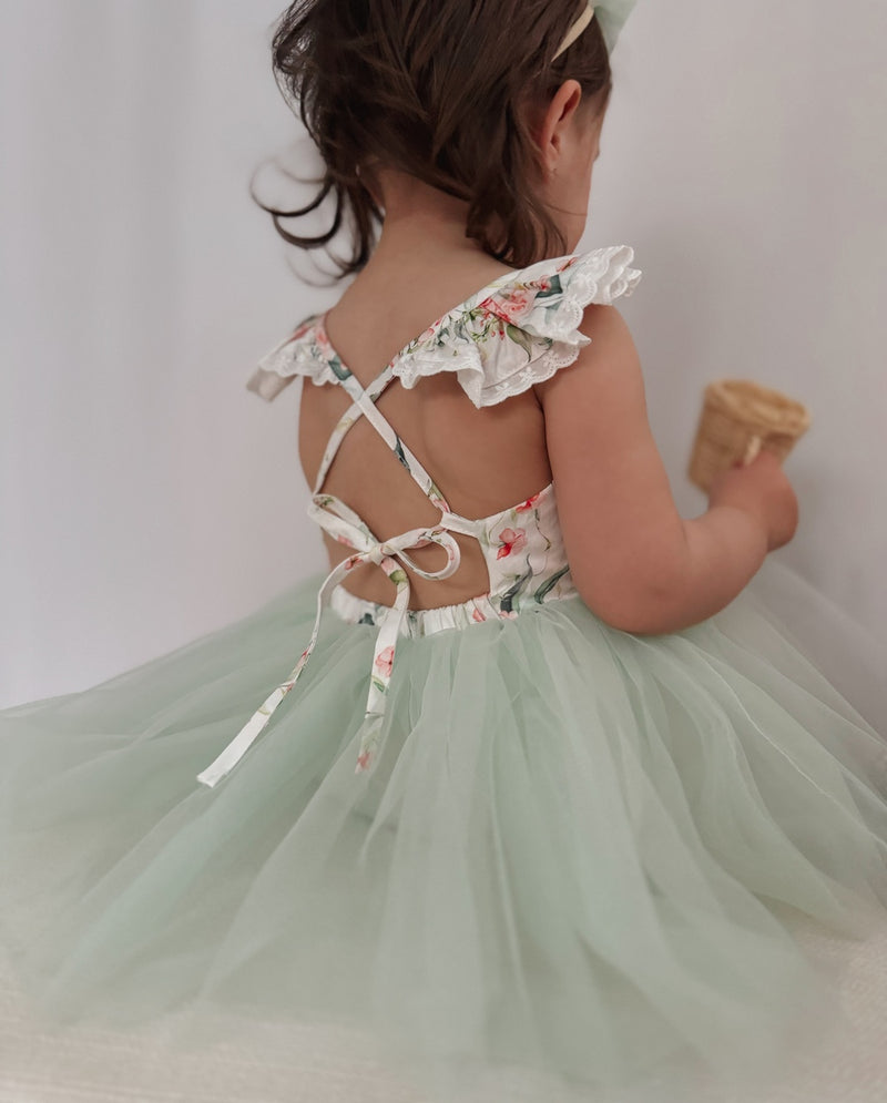 Stella Rose Baby Romper - Green - A Little Lacey