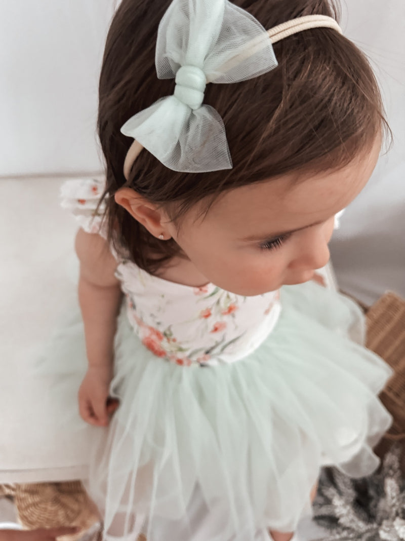 Stella Rose Bow - Green - A Little Lacey