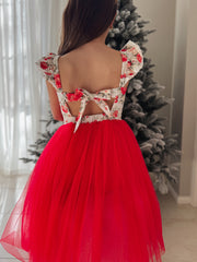 Stella Rose Girls Floral Dress - Red - A Little Lacey