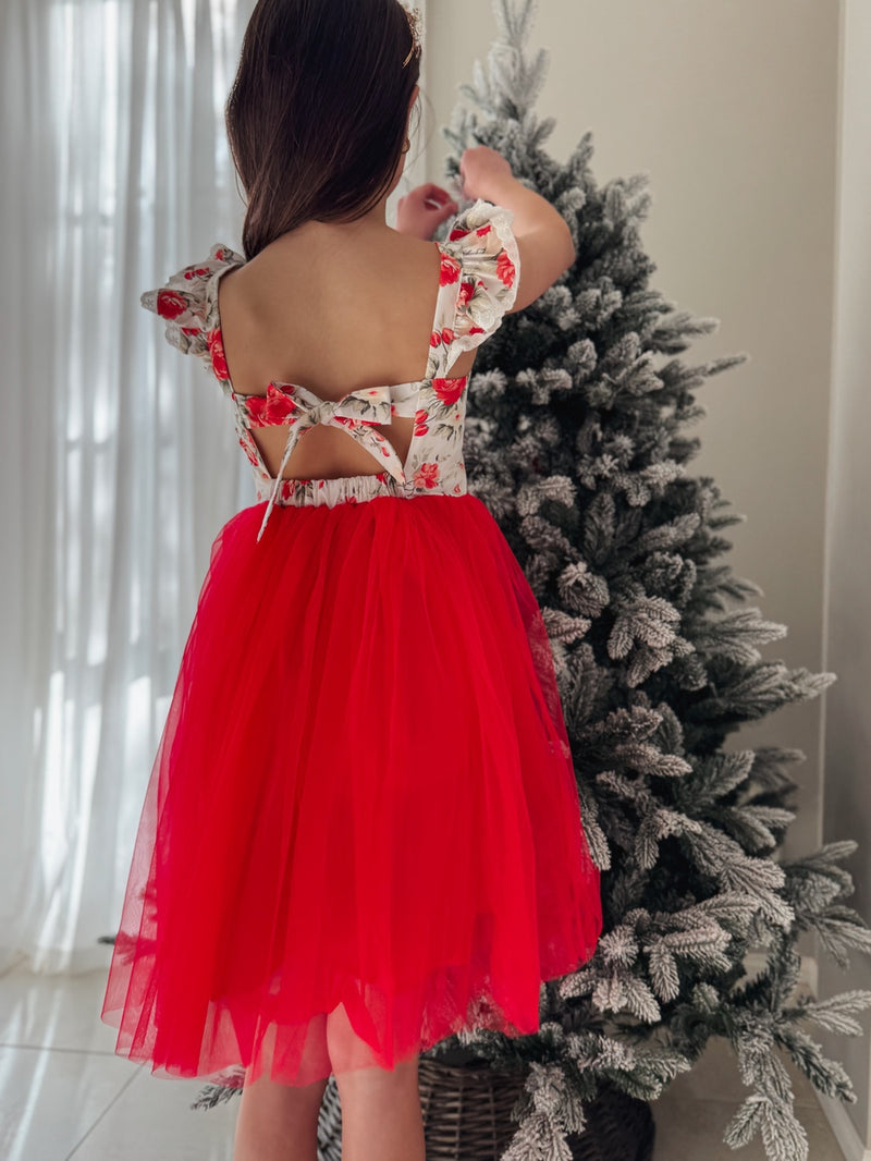 Stella Rose Girls Floral Dress - Red - A Little Lacey