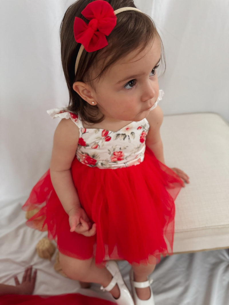 Stella Rose Bow - Red - A Little Lacey