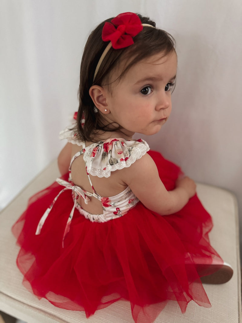 Stella Rose Baby Romper - Red - A Little Lacey