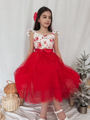 Stella Rose Girls Floral Dress - Red - A Little Lacey