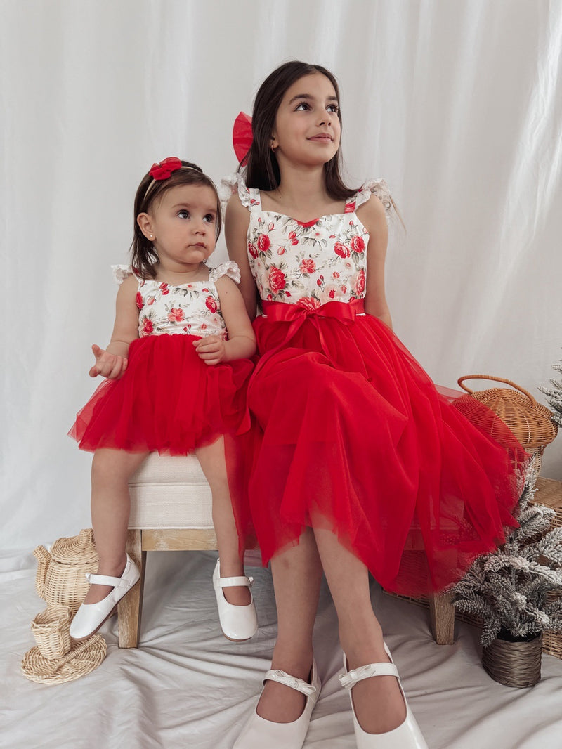 Stella Rose Girls Floral Dress - Red - A Little Lacey