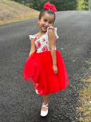 Stella Rose Girls Floral Dress - Red - A Little Lacey