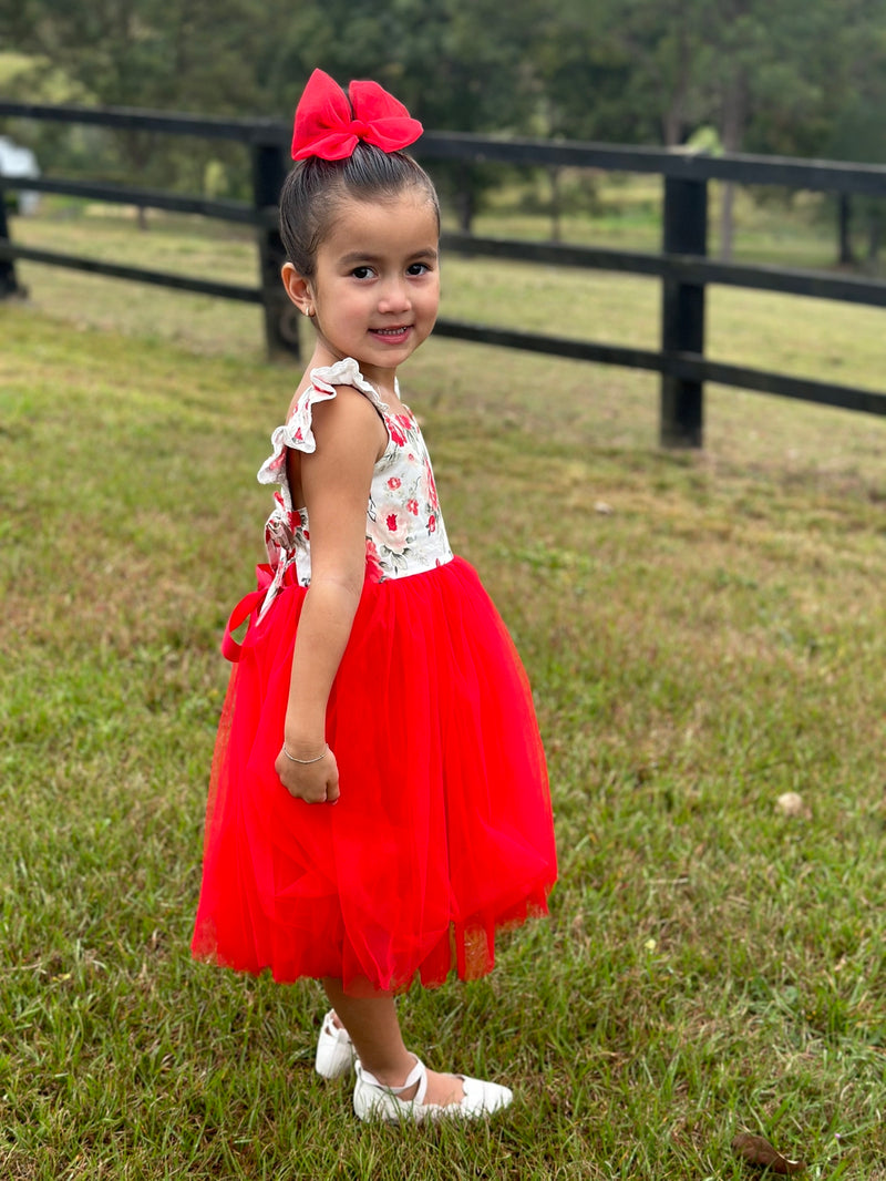 Stella Rose Girls Floral Dress - Red - A Little Lacey