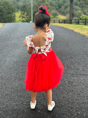 Stella Rose Girls Floral Dress - Red - A Little Lacey