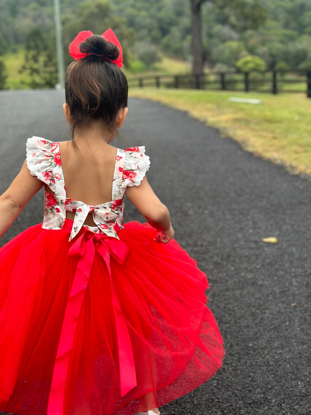 Stella Rose Girls Floral Dress - Red - Christmas Dresses and Rompers