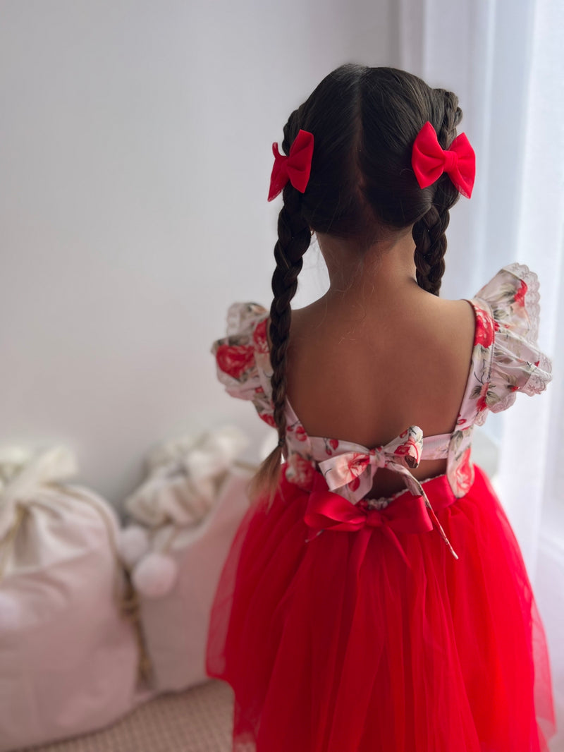 Stella Rose Girls Floral Dress - Red - A Little Lacey