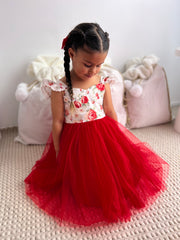 Stella Rose Girls Floral Dress - Red - A Little Lacey