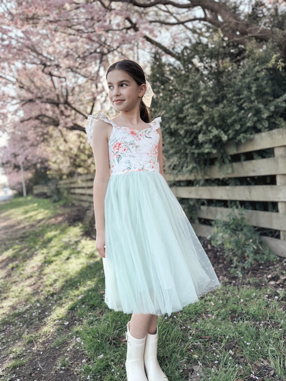 Stella Rose Christmas Dress - Green - Girls Floral Dresses