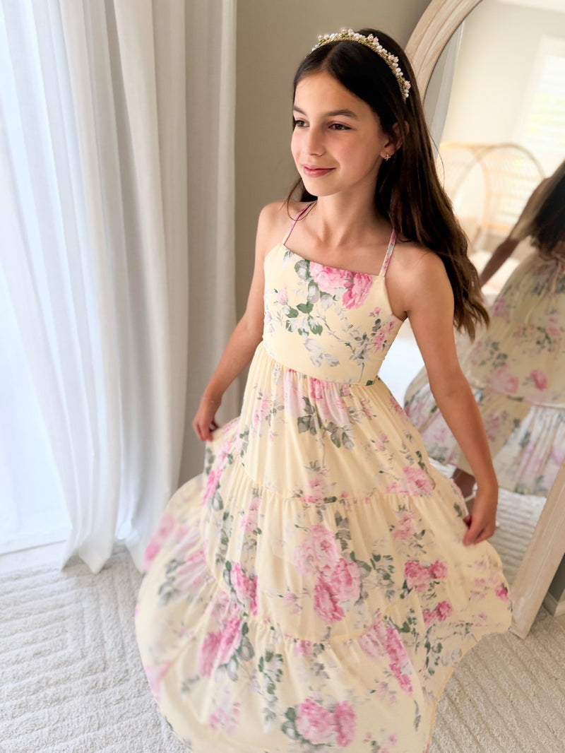 Savannah Girls Yellow Rose Maxi Dress - A Little Lacey