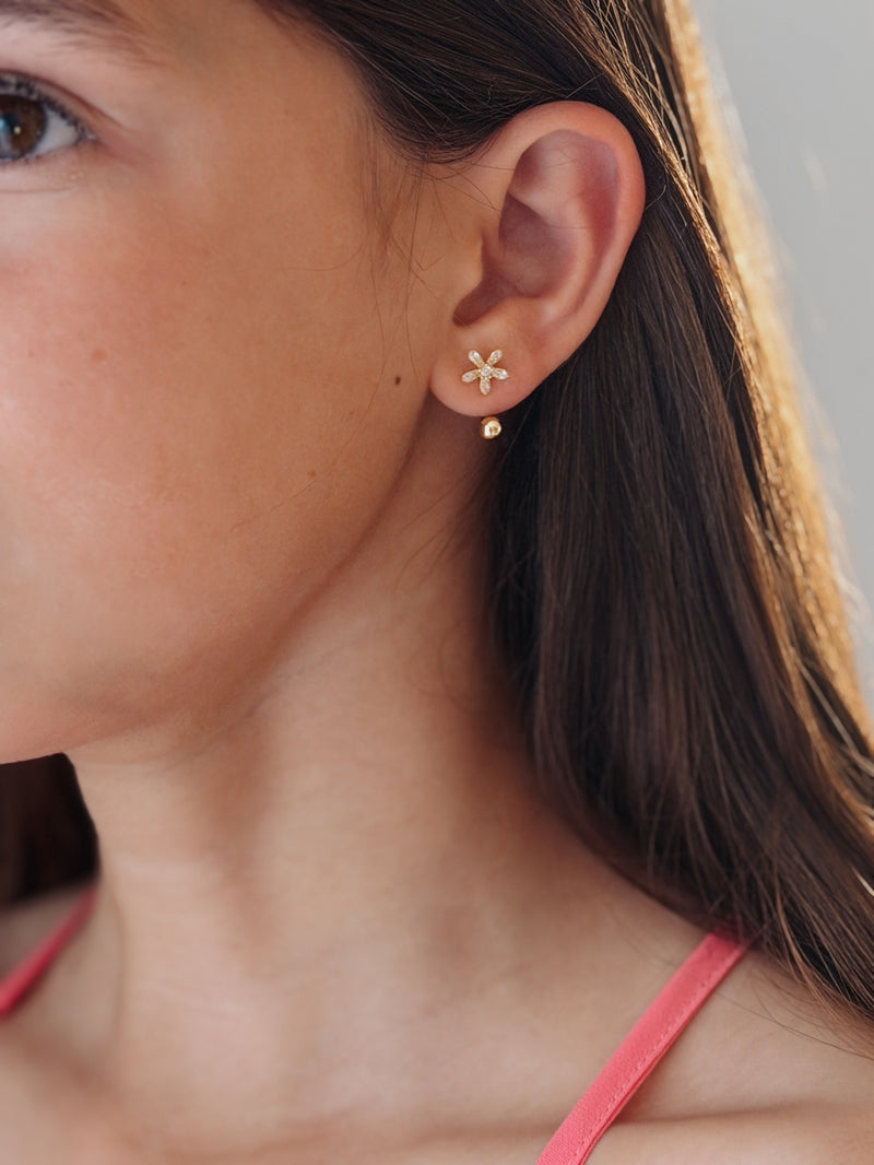 Girls Gold Flower Earrings - A Little Lacey