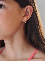 Girls Gold Flower Earrings - A Little Lacey