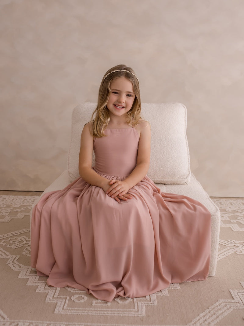 Sofia Dusty Pink French Chiffon Dress - A Little Lacey