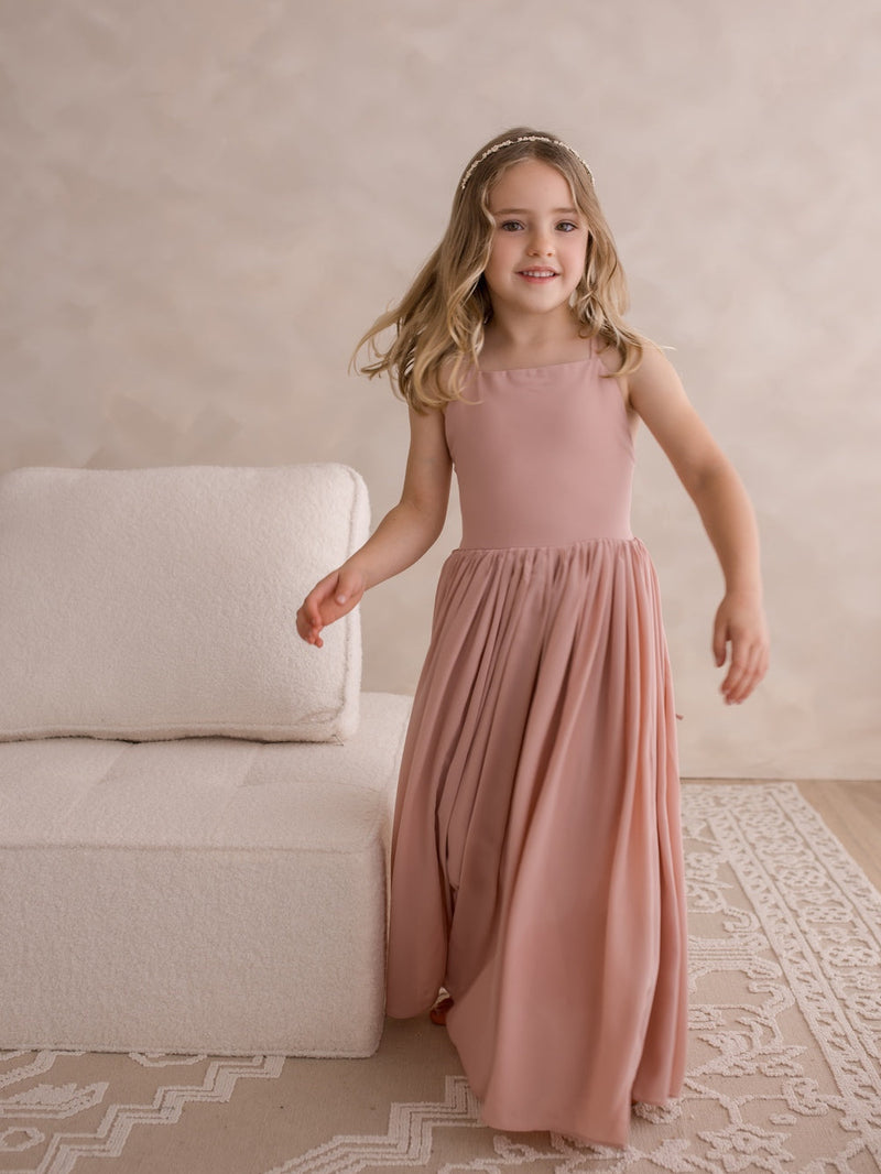 Sofia Dusty Pink French Chiffon Dress - A Little Lacey