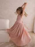 Girls dusty pink graduation dress with soft romantic style