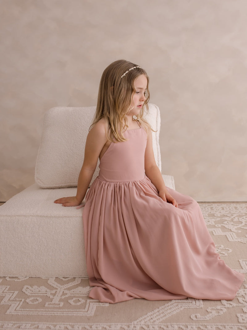 Sofia Dusty Pink French Chiffon Dress - A Little Lacey