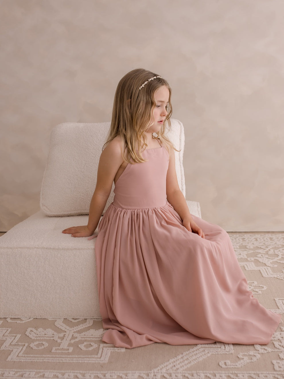 Sofia girls special occasion dress in dusty pink