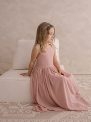 Sofia Dusty Pink French Chiffon Dress - A Little Lacey