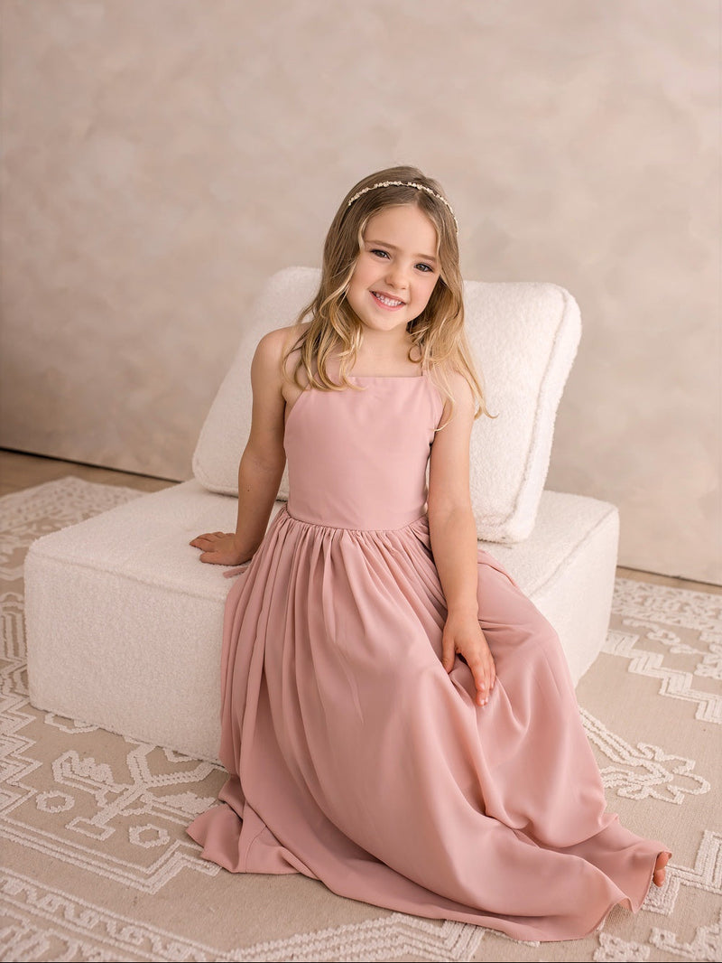 Sofia Dusty Pink French Chiffon Dress - A Little Lacey